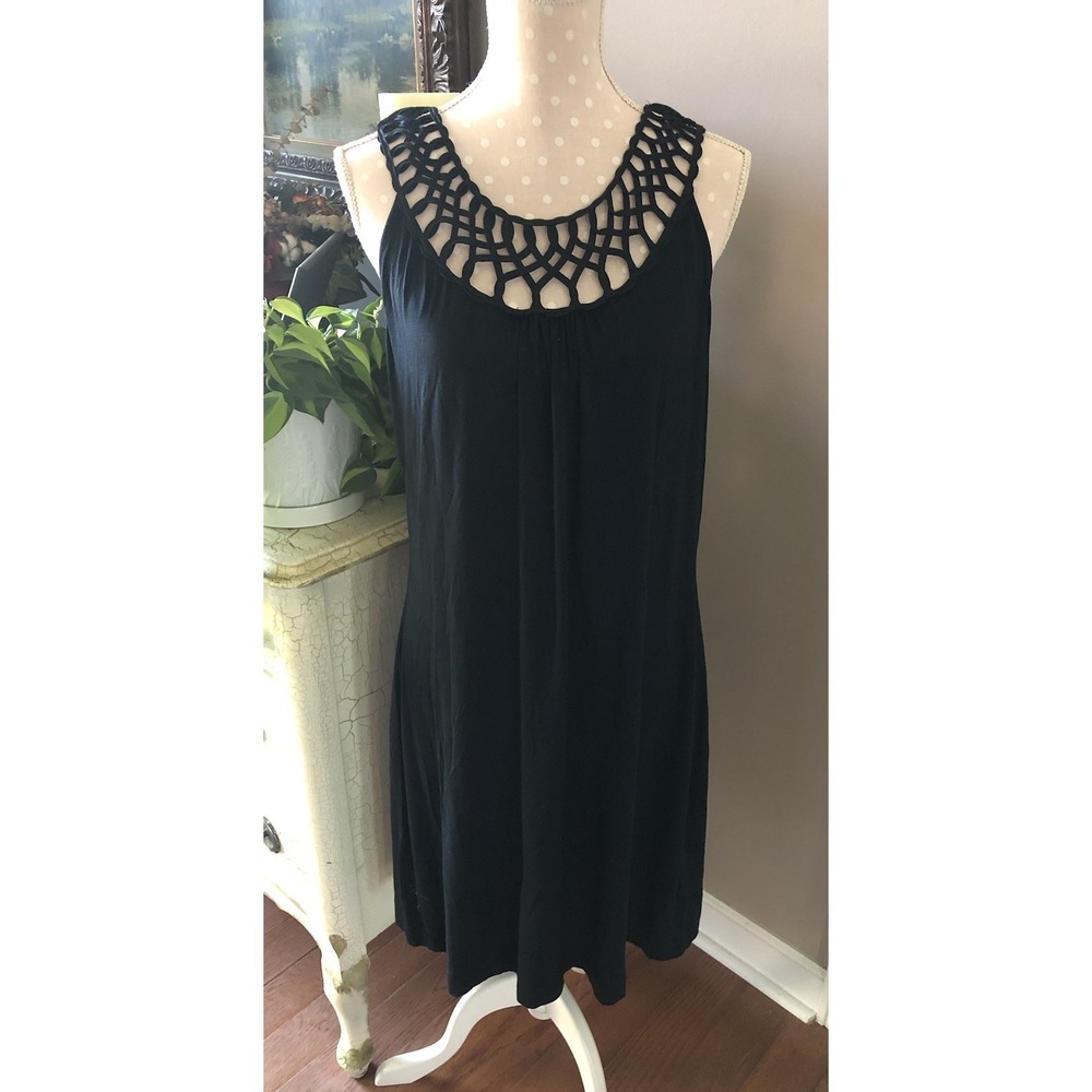 Soma Intimates Black Nightgown Gown Lingerie Black Lattice Trim Women's Large
